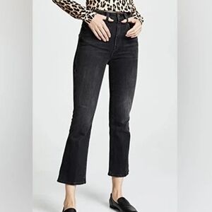 KHAITE Benny Crop Jeans Faded Washed Out Black Ankle Flare Size 32 NWT